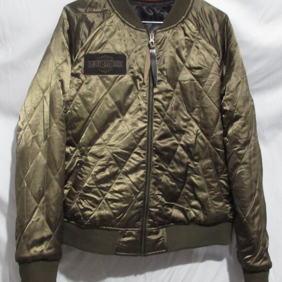 Woman's reversible authentic Harley-Davidson coat black green medium - Picture 6 of 10